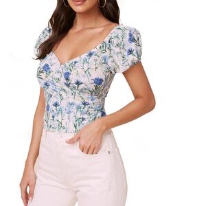 ASTR Blue and Green Floral Blouse